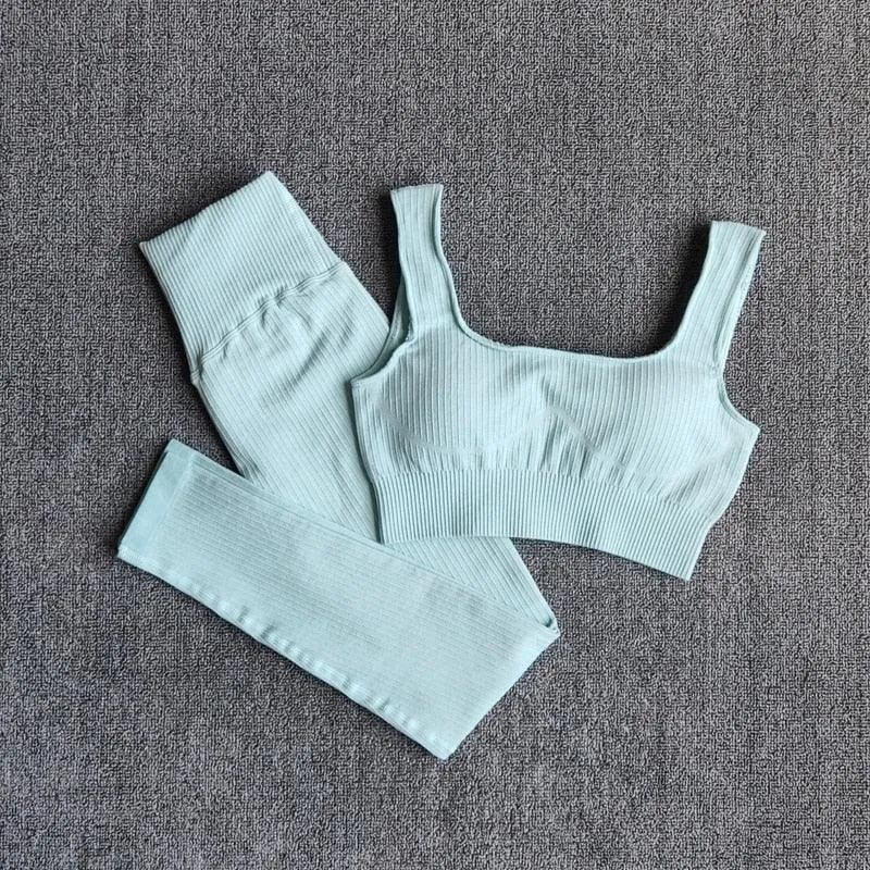 Yoga Set Workout Clothes Athletic Wear Sports Gym Leggings