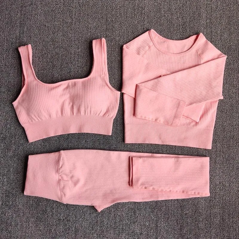 Yoga Set Workout Clothes Athletic Wear Sports Gym Leggings
