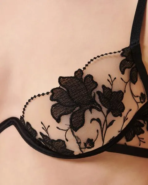 Yvette Wired Bra - Black/Sheer -
