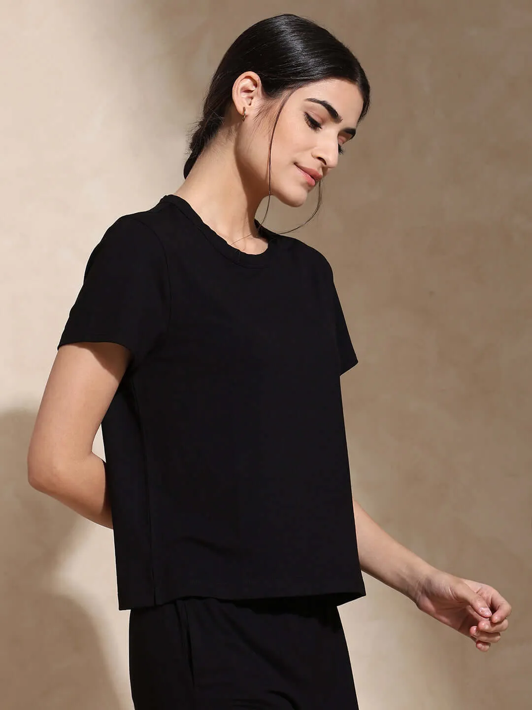 Zen Tee & Lounge Pants with Slit Black