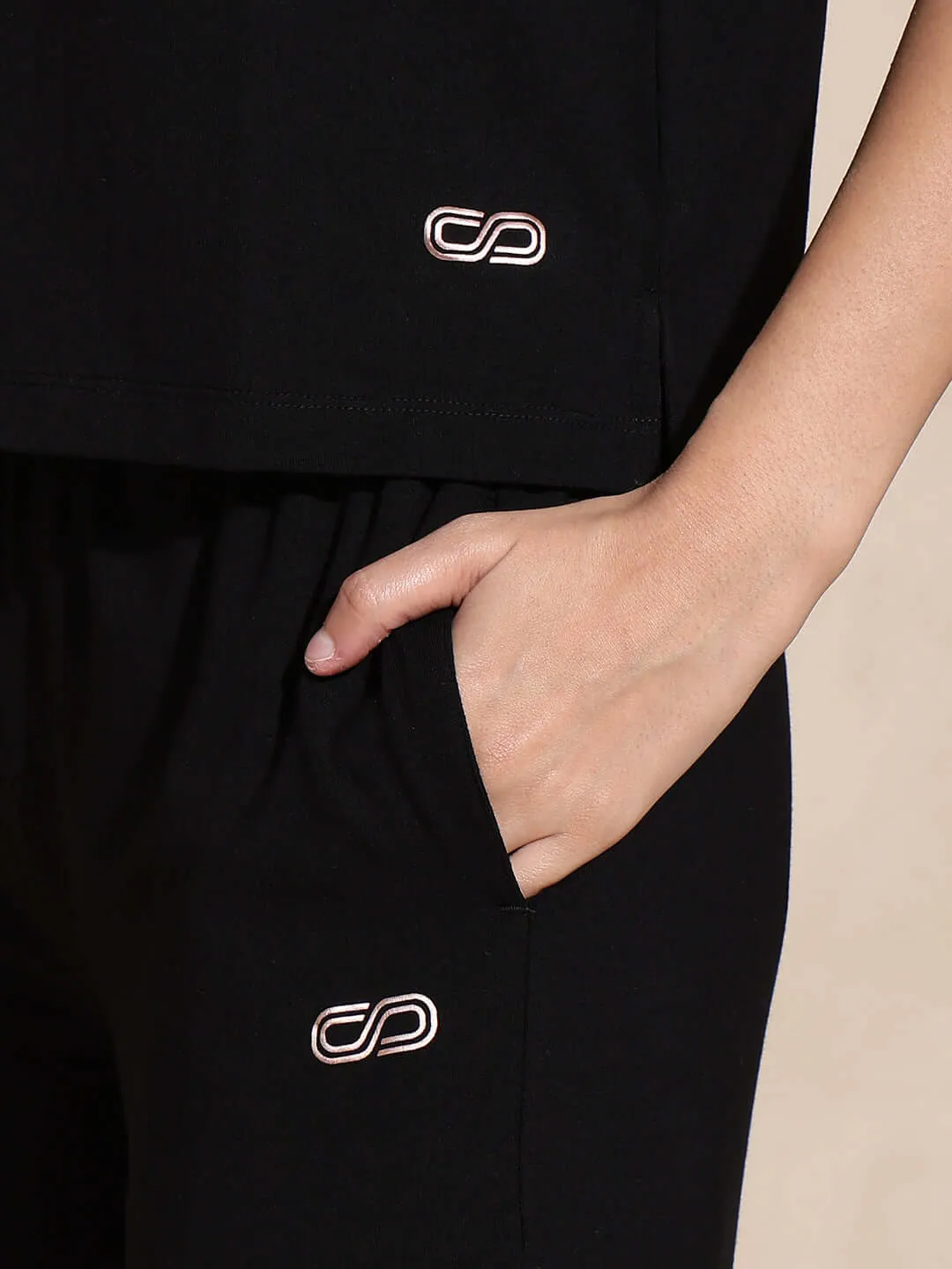 Zen Tee & Lounge Pants with Slit Black