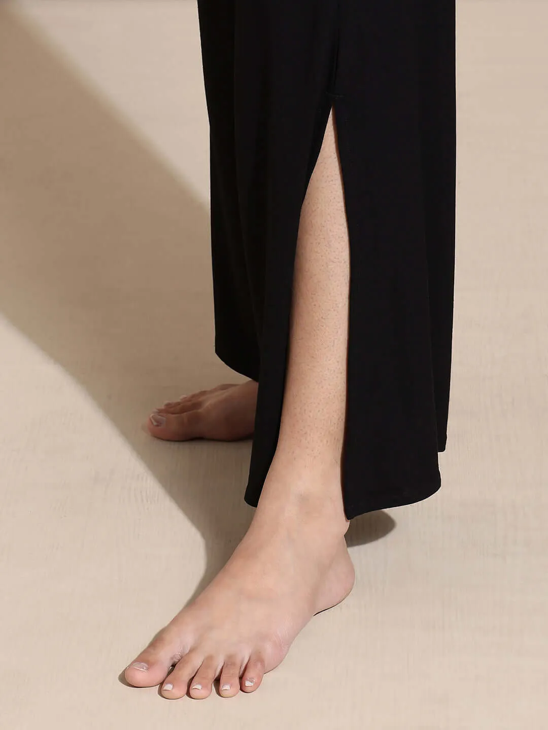 Zen Tee & Lounge Pants with Slit Black