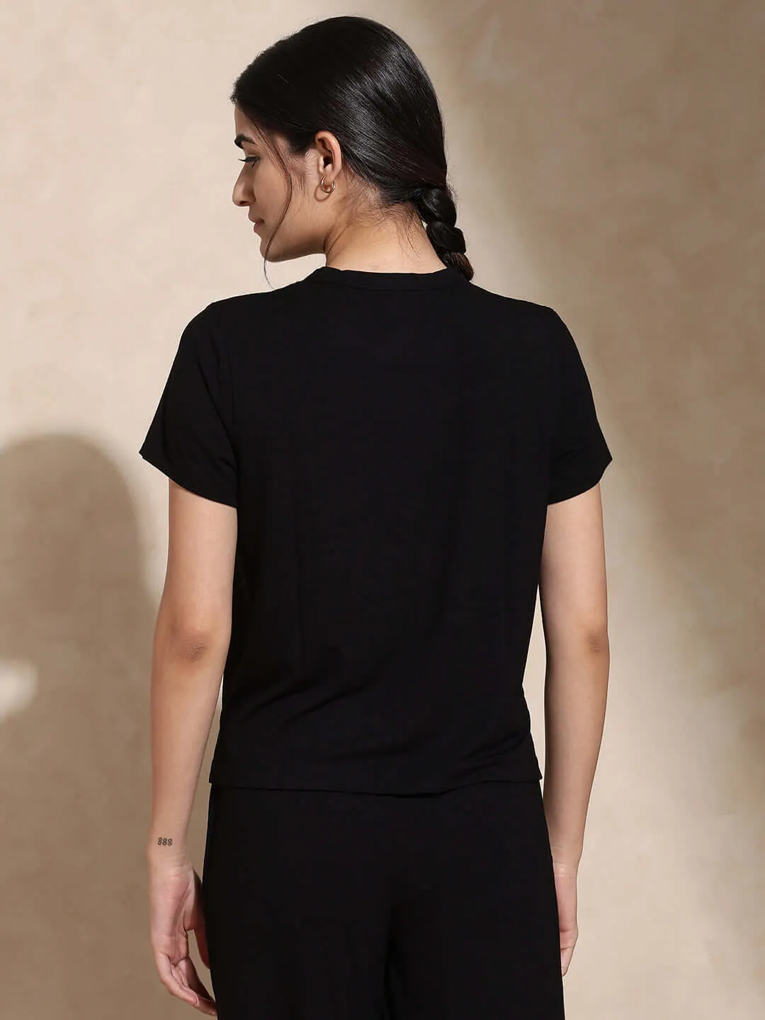 Zen Tee & Lounge Pants with Slit Black